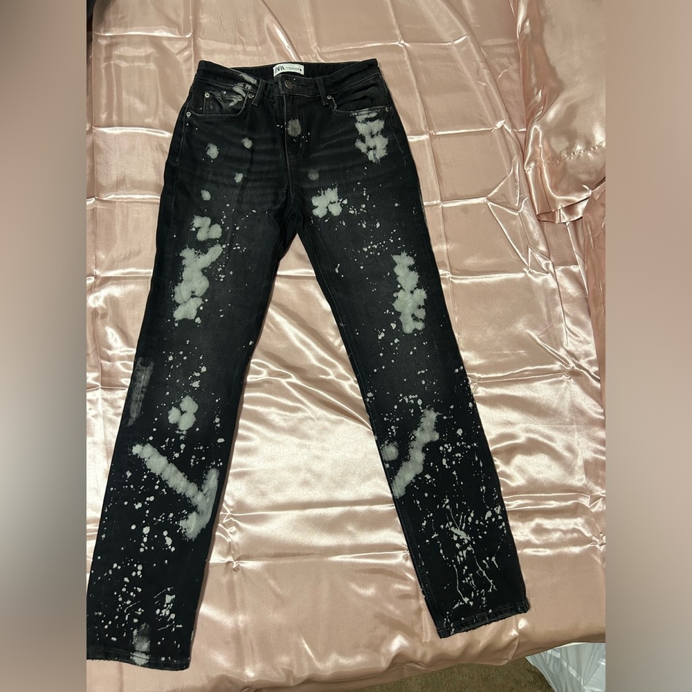 Zara black splattered jeans
